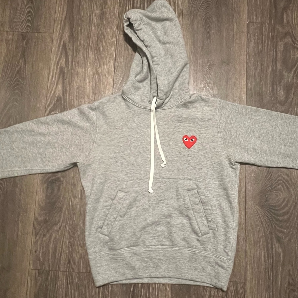 Comme des Garcons PLAY Gray Hoodie with Red Heart